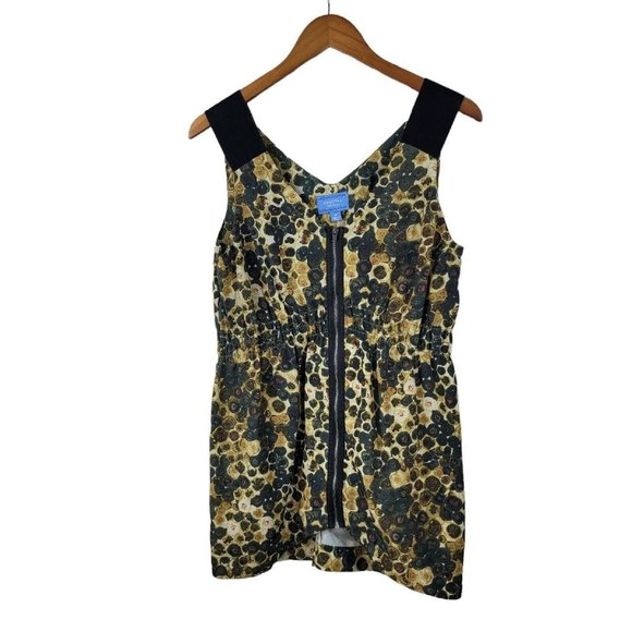 Simply Vera Wang Shirt Dress size Medium Swim Cover Up Full Zip Floral Tan - Picture 2 of 6